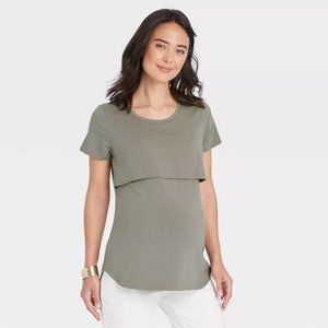 2 Short Sleeve Nursing T-Shirt Isabel Maternity by Ingrid & Isabel Navy + Olive